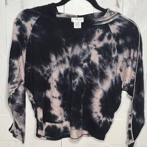 Trendy Tie-Dye Hoodie for Kids - Black and Light Pink